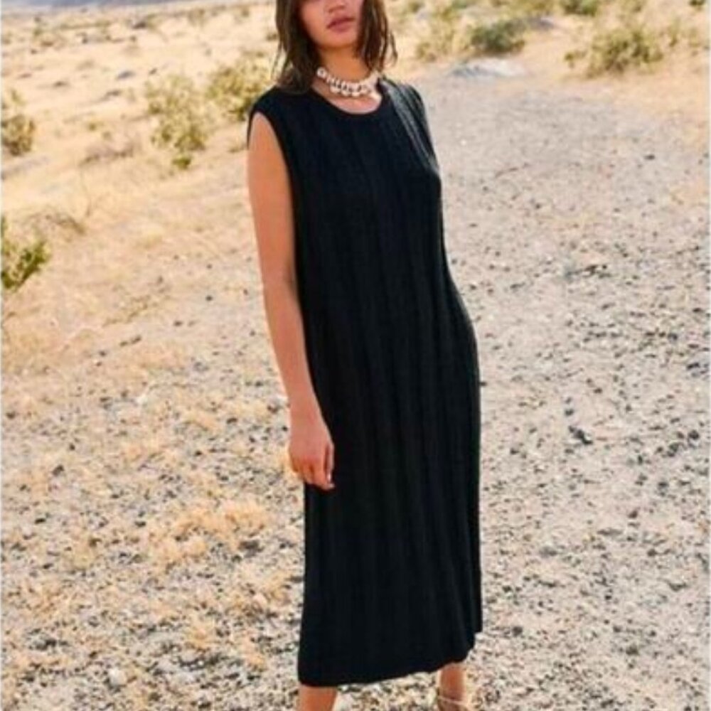 Free People Beach Theo Sweater Knit Midi Dress - Black - Women's Size XS